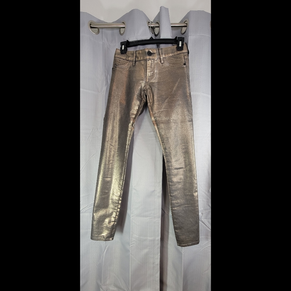 Express Chrome Gold Jean's, Size 0